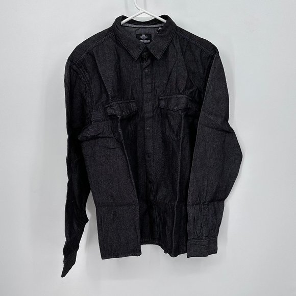 Men's Threadbare Denim Shirt in Washed Black L - Picture 1 of 5